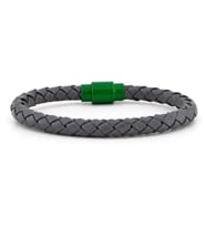 GRİ DERİ ERKEK BİLEKLİK YEŞİL MIKNATISLI BT056