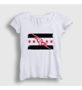 Presmono Kadın Beyaz CM Punk Logo WWE T-Shirt 434783tt