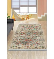 Çok Renkli Vintage Dokuma Pamuk Taban Kaymaz Kilim KLM113