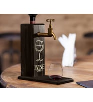 BK Gift Aynalı Altın Kabartma Musluklu Doğal Siyah(Ebony) Ahşap Şarap Standı, Home Bar, İçecek Dispenseri, Ahşap İçecek Çeşmesi-5