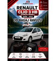 Renault Clio 3 HB (Kancali Model) 2006 - 2012 Araca Özel 3D Bagaj Havuzu