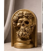 Antik Renklerde Zeus Anatomisi Sürreal Mitolojik Büst Dekoratif Taş Döküm Heykel 25 CM