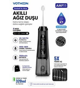 Şarjlı Ağız Duşu Diş Bakım Cihazı 4 Modlu Diş Arası Temizleyici 320ML 5 Başlıklı 1500 mAh Kablosuz