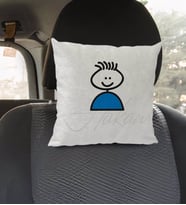 BK Gift Kişiye Özel İsimli Çöp Adam Tasarımlı Kare Araç Koltuk Yastığı-1