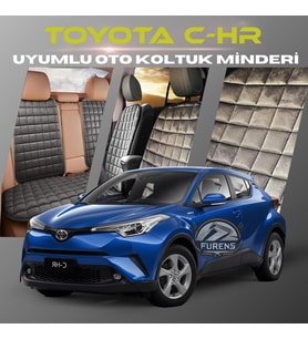 Toyota CH-R Antrasit Renk Tay Tüyü Cepli & Terletmez Sırtlı Oto Koltuk Minder Seti - Koltuk Koruma Kılıfı (ÖN & ARKA TAM SET)