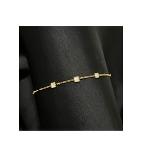 Minimal Sedefli Kare Çelik Bileklik