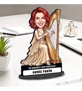 Arp Sanatçısı Kadına Hediye Kişiye Özel Karikatürlü Biblo