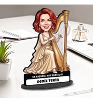 Arp Sanatçısı Kadına Hediye Kişiye Özel Karikatürlü Biblo