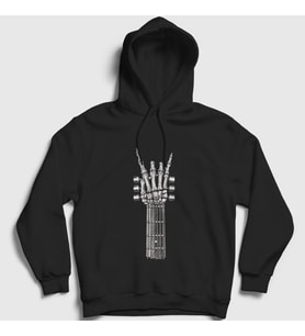 Presmono Unisex Siyah Skeleton Hand Guitar Music Rock Kapüşonlu Sweatshirt 340287tt