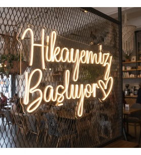 Hikayemiz Başlıyor  – Düğün Dekorasyonu – Neon Led Tabela 65 cm