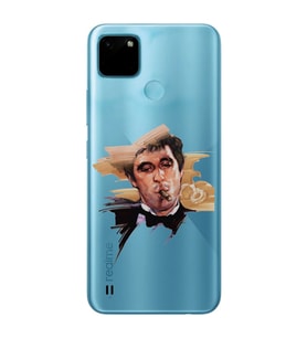 Realme C21Y/C25Y Uyumlu Tony Montana Scarface Desenli Şeffaf Telefon Kılıfı