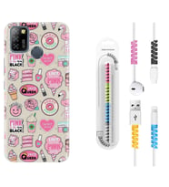 INFINIX Smart 4 5 6 Zero 8 S5 Pro Kılıf Kablo Koruma Spiral Silikon Donut Flamingo 1415