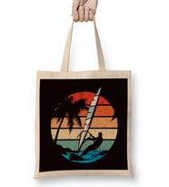 Retro Windsurfer Windsurfing Ocean Wave Surfboard Surfing Bez Çanta Uzun Saplı