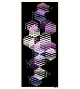 Geometrik Desen Pavia Seri Şal Eşarp Askısı ile Birlikte 90X200 cm Beyaz Siyah V