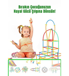 Kutulu Bambu Çubuklar (16 cm) 300 Parça (180 Parça Çubuk 120 Parça Birleştirici )