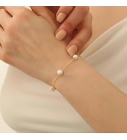 925 Ayar Gümüş White Tatlısu İncisi Bileklik-6mm