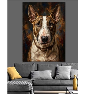 Büyük Kulaklı Bull Terrier Portresi Dekoratif Kanvas - Mdf Ahşap Tablo