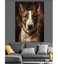 Büyük Kulaklı Bull Terrier Portresi Dekoratif Kanvas - Mdf Ahşap Tablo