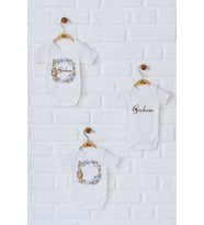 Pia Baby Premium %100 Pamuk İsme Özel Organik Baskılı Üçlü Set Çıtçıtlı Bebek Body Zıbın Modelleri 5053-18 (Ekru)