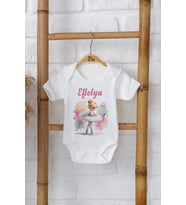 Pia Baby Premium %100 Pamuk İsme Özel Organik Baskılı Çıtçıtlı Bebek Body Zıbın Modelleri 5044-16 (Ekru)