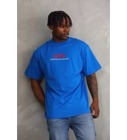 Unisex Baskılı Oversize T-Shirt - Mavi