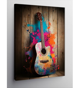 Kanvas Tablo Renkli Gitar