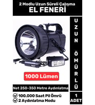 Premium Kamp Avcı Deprem 2 Aydınlatma Modlu Güçlü Beyaz Işık 1000 Lümen Güvenlik EL FENERİ