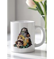 Demon Slayer Tasarımlı 330ml Baskılı Beyaz Seramik Kupa Bardak