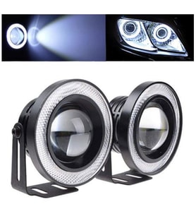 Üniversal Mercekli Angel Sis Farı Metal Su Geçirmez 76 mm Beyaz Halkalı Angel Eyes