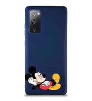 Samsung Galaxy S20 FE Soft Premier Kapak Mickey Mouse-F Tasarımlı Silikon Kılıf - Lacivert (Şeffaf)