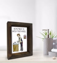 BK Gift Banyo Dekoratif Doğal Masif Ahşap Çerçeve 15x20cm-40 (Beyaz)