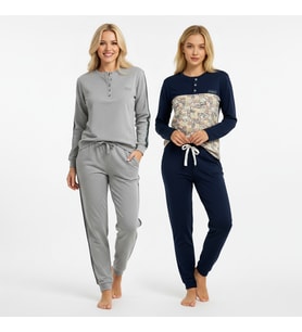 Kadın Pamuklu 2 Adet 2'li Pijama Takımı BB2213