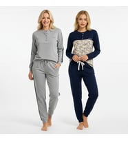 Kadın Pamuklu 2 Adet 2'li Pijama Takımı BB2213