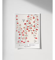Çerçevesiz Poster Bijutsu Sekai Kiraz Çiçeği (Çok Renkli)