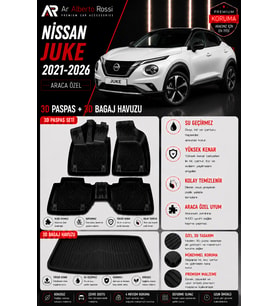NİSSAN JUKE 2021-2026 Araca Özel 3D Paspas + 3D Bagaj Havuzu