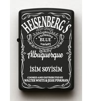 Heisenberg Breaking Bad Desenli Kişiye Özel İsimli Siyah Benzinli Metal Çakmak 2