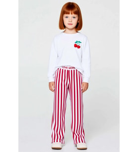 Kız Çocuk Bisiklet Yaka Standart Kol Regular Kalıp Baskılı Pijama Takımı Fonksiyonel %100 Pamuk