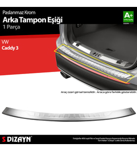 VW Caddy Krom Arka Tampon Eşiği 2015-2020