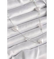 pilelistore Pirinç Gümüş Renk Beyaz İnci Kalp Model Kadın Kolye - TJ-BKO9624