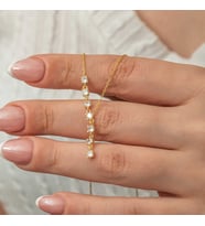 Gümüş Zirkon Sıra Taşlı Gold Kadın Kolye