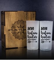eJOYA Kişiye Özel Kutusunda 2'li Rakı Bardağı Hediye Seti 107215 (Krem)