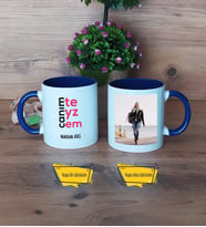 Teyzeye Hediye Kupa Bardak Lacivert Fotoğraflı Doğum Günü Anneler Günü Hediyesi