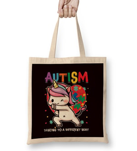 Autistic Unicorn Autism Awareness Heart Ribbon Puzzle Health Bez Çanta Uzun Saplı
