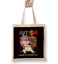 Autistic Unicorn Autism Awareness Heart Ribbon Puzzle Health Bez Çanta Uzun Saplı