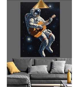 gitar çalan astronot Dekoratif Kanvas - Mdf Ahşap Tablo