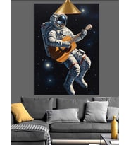 gitar çalan astronot Dekoratif Kanvas - Mdf Ahşap Tablo