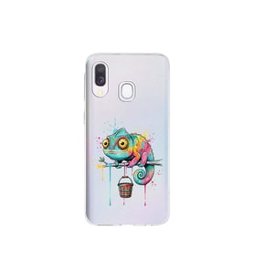 Samsung Galaxy A40 ile Uyumlu Splash Bukalemun Tasarımlı Şeffaf Silikon Kılıf