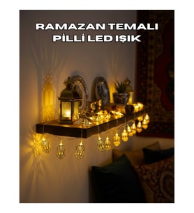 Altın Fener Figürlü Pilli LED Ramazan Işık Zinciri