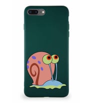 Apple iPhone 8 Plus Soft Premier Kapak Salyangoz Gary Tasarımlı Silikon Kılıf - Yeşil (Şeffaf)