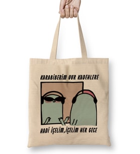 Karabiberim Motto Bez Çanta Uzun Saplı